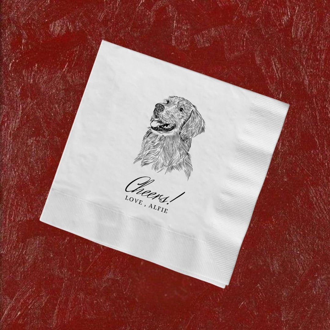 Personalised napkins with delicate custom artwork